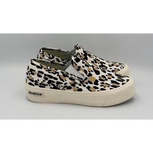 SeaVees Baja Platform‎ Slip On Sneakers Womens 7.5 Leopard Print Canvas